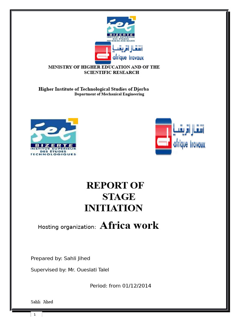 Observation Internship Report Mechanical Engineering in Africa Works ...