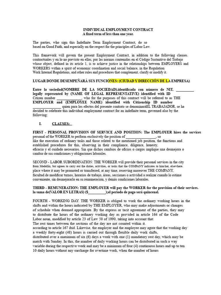 Fixed-Term Contract Format | PDF | Employment | Labour Law