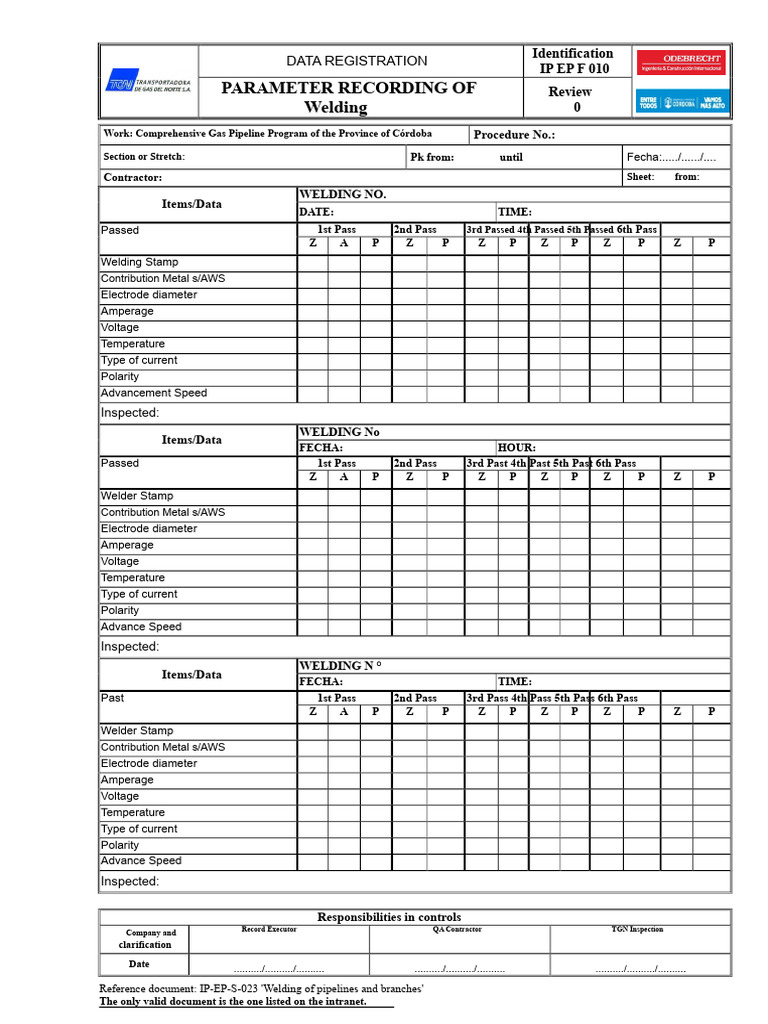 IP EP F 010 Welding Parameters | PDF | Welding | Construction