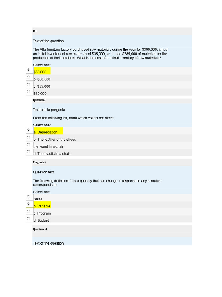 Final Exam Costs and Budgets | PDF | Inventory | Cost Of Goods Sold