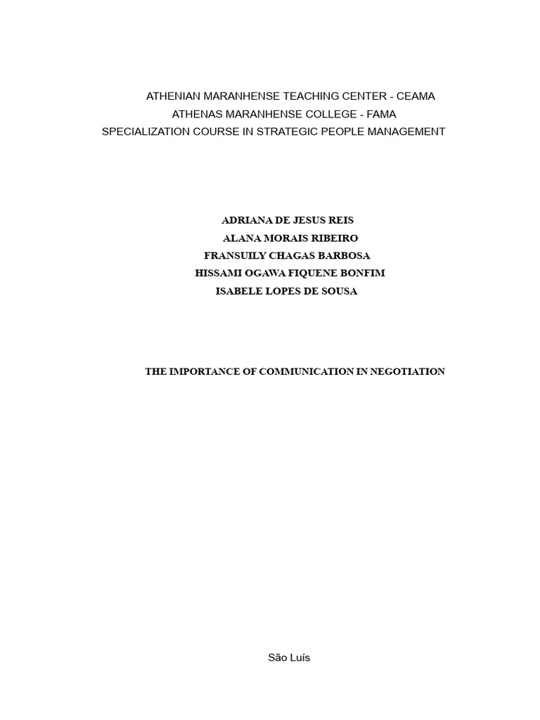 The importance of communication in negotiation | PDF | Communication ...
