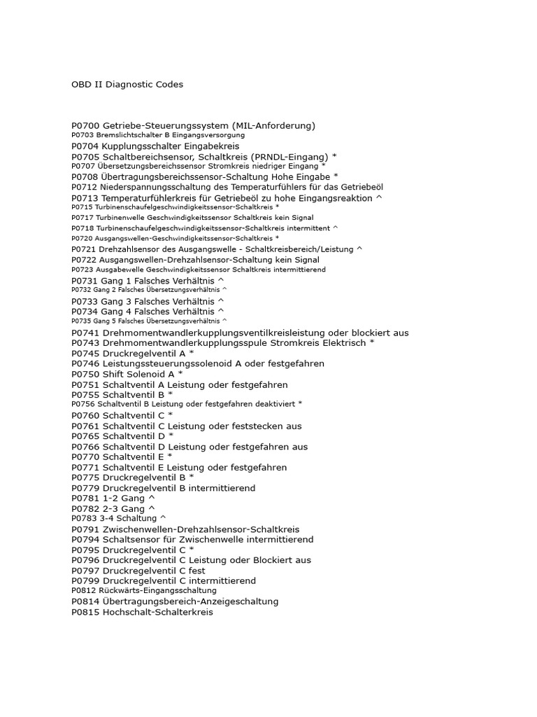 OBD II-Diagnosecodes | PDF