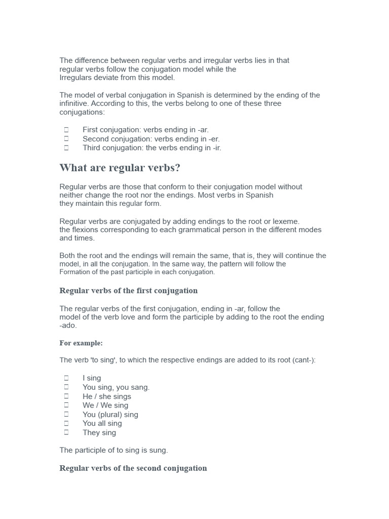 The Difference Between Regular Verbs and Irregular Verbs Lies in The ...