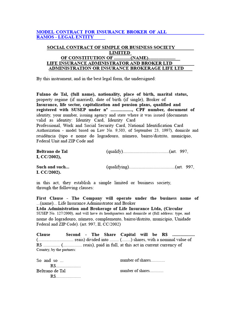 Insurance Contract | PDF | Insurance | Insurance Broker