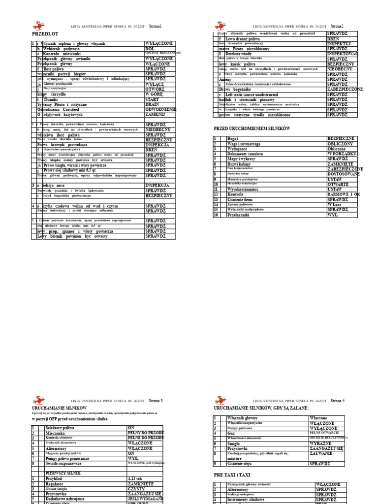Kontrola PA34 Seneca 3 | PDF