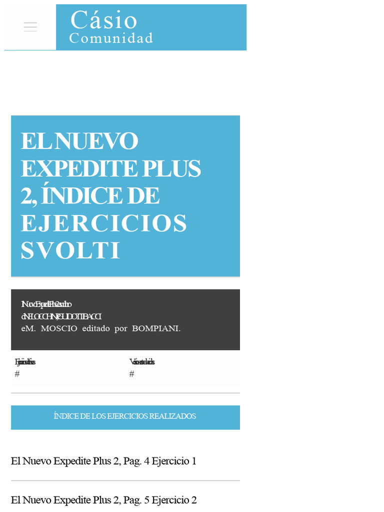 El Nuevo Expedite Plus 2, Índice de Los Ejercicios Realizados | PDF