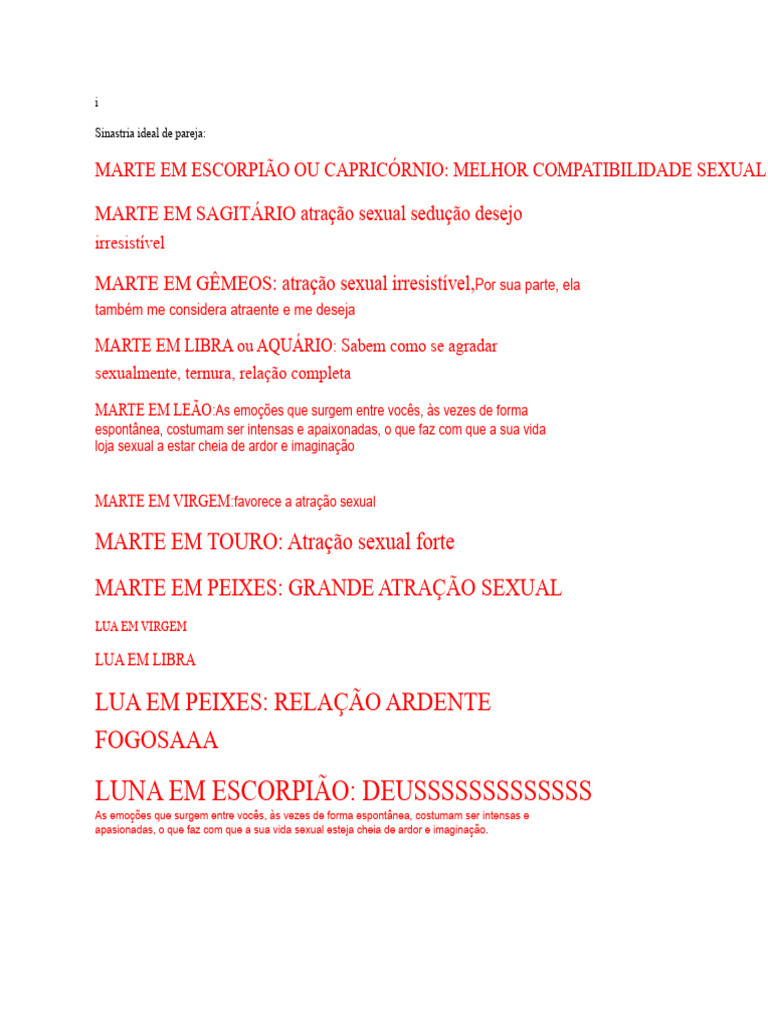 Compatibilidade Sexual por Signos Astrológicos | PDF | Amor | Signo do ...