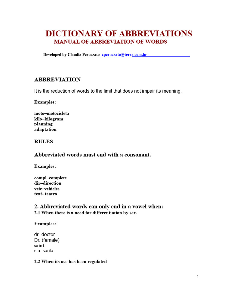 Abbreviation Rules and Examples Guide | PDF