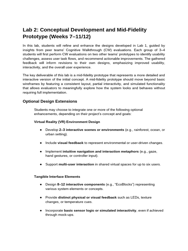 Lab 2 Description and Rubrics | PDF | Usability | Simulation