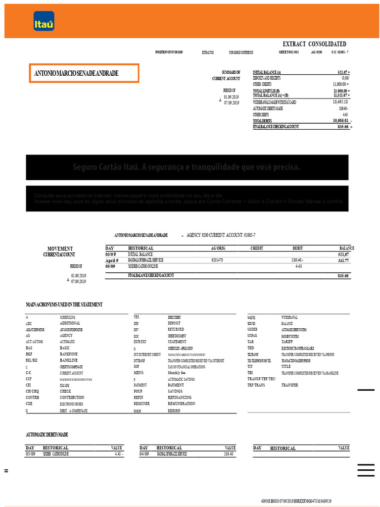 Current Account Statement Summary | PDF | Investing | Transaction Account