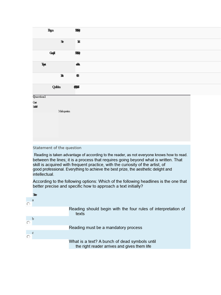 First Block - Autonomous Learning Techniques Quiz 1 | PDF | Learning ...