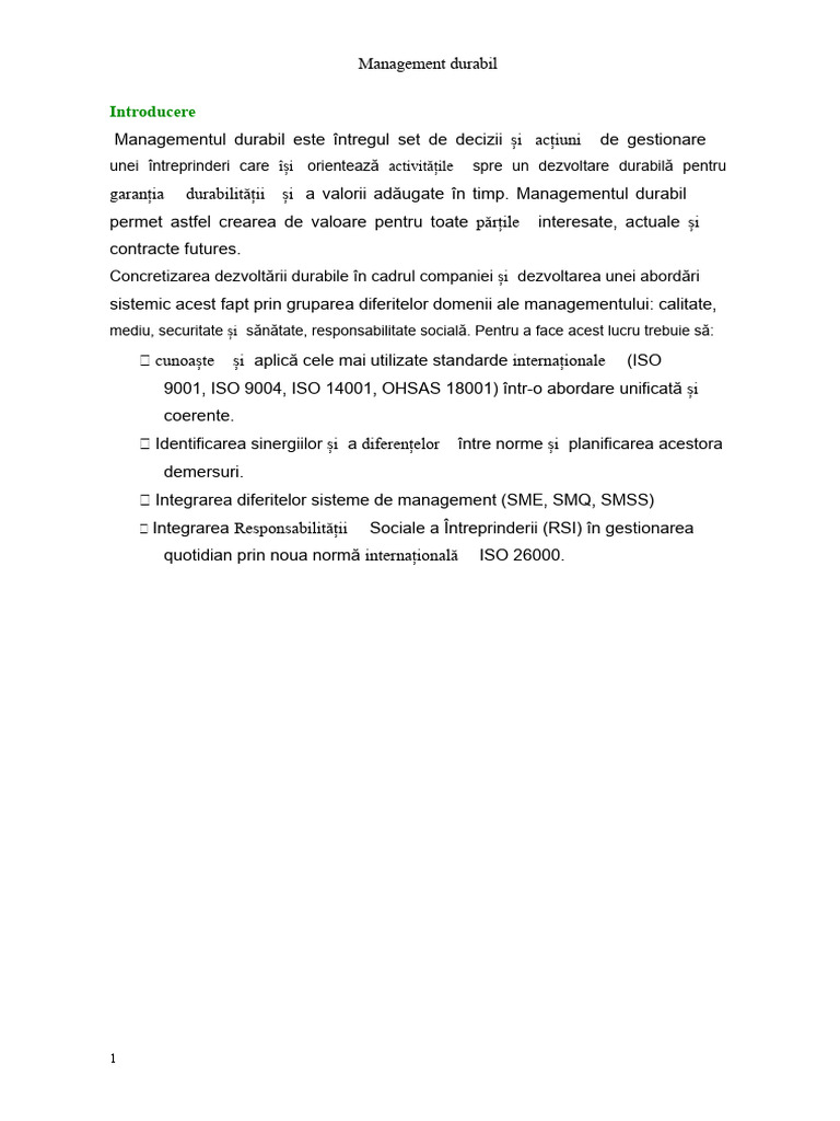 Curs de Management Integrat | PDF