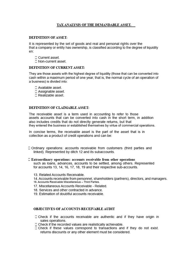 TAX ANALYSIS OF RECEIVABLE ASSETS.docx | PDF | Depreciation | Expense