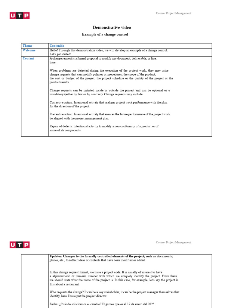 Change Control Process in Project Management | PDF | Project Management ...