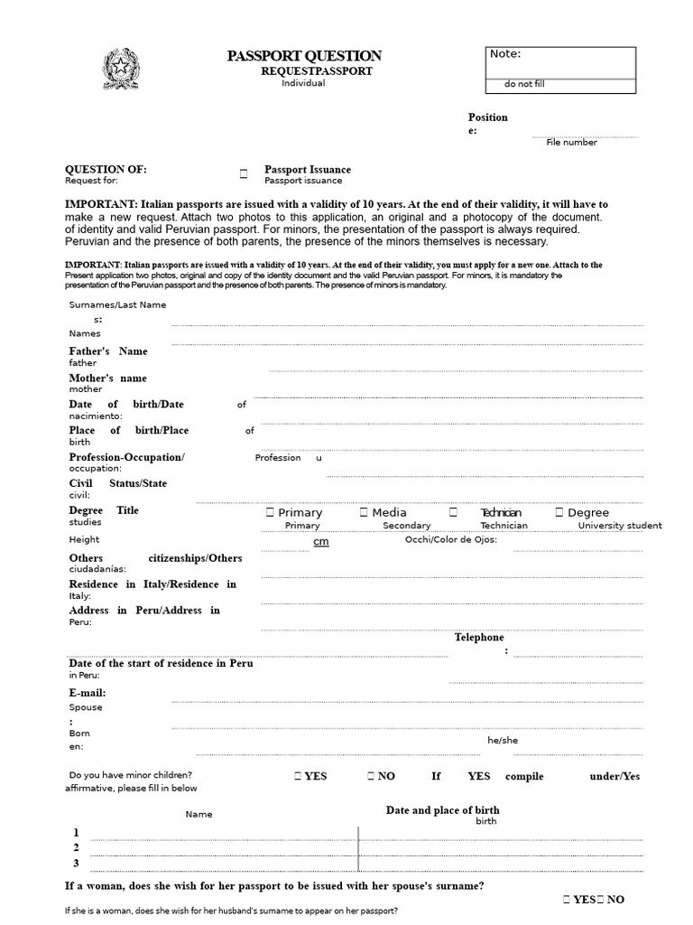 Passport Application Form | PDF | Identity Document | Passport