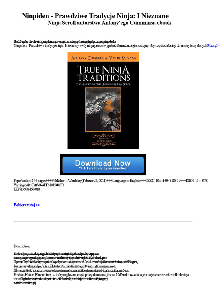 The Ninpiden Prawdziwe Tradycje Ninja I Nieznany Zwoj Ninja PDF | PDF