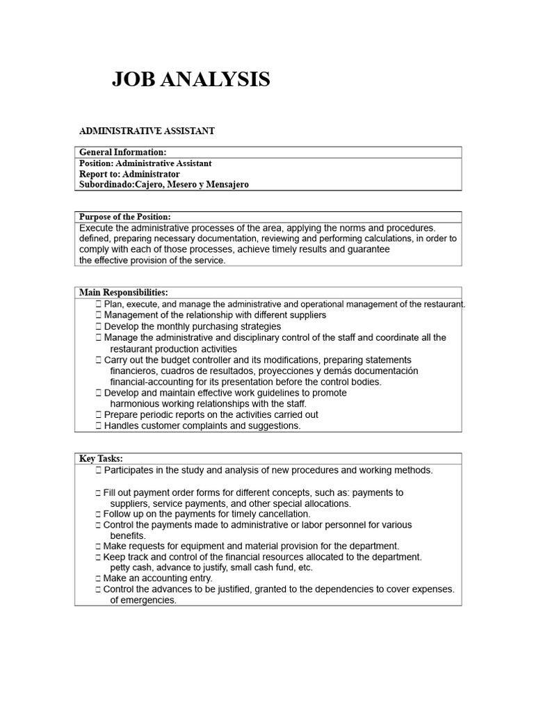 Job Analysis | PDF | Chef | Kitchen