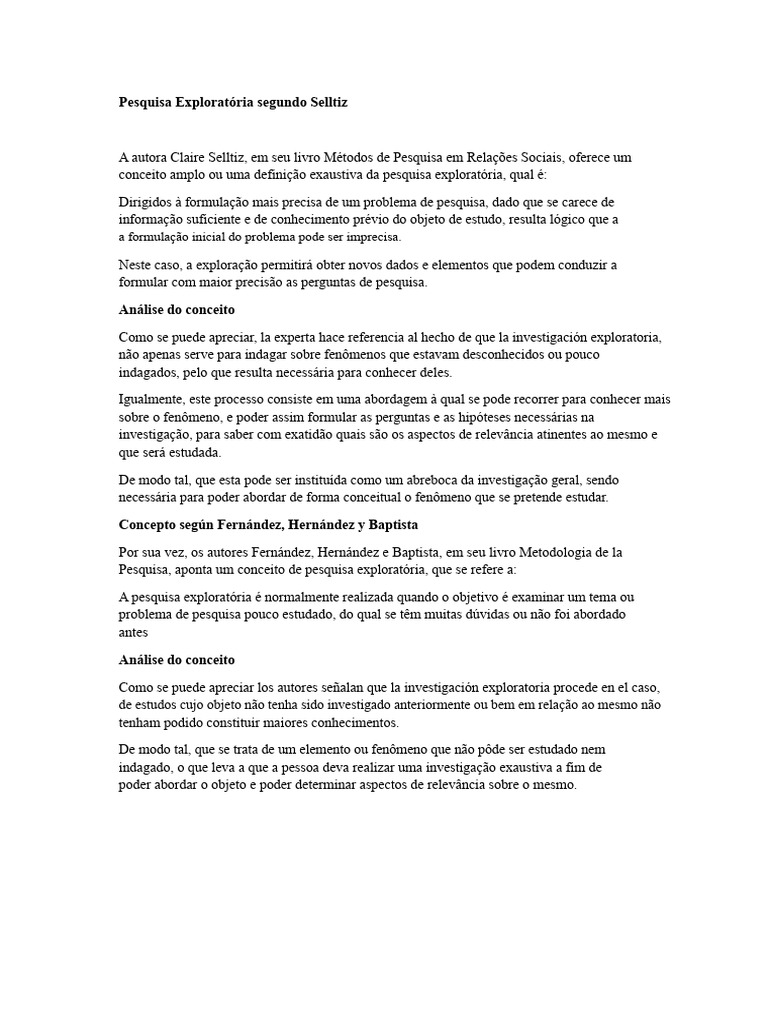 Definição de Pesquisa Exploratória | PDF | Método científico | Conhecimento