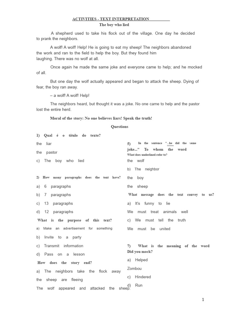 Activities - Text Interpretation | PDF