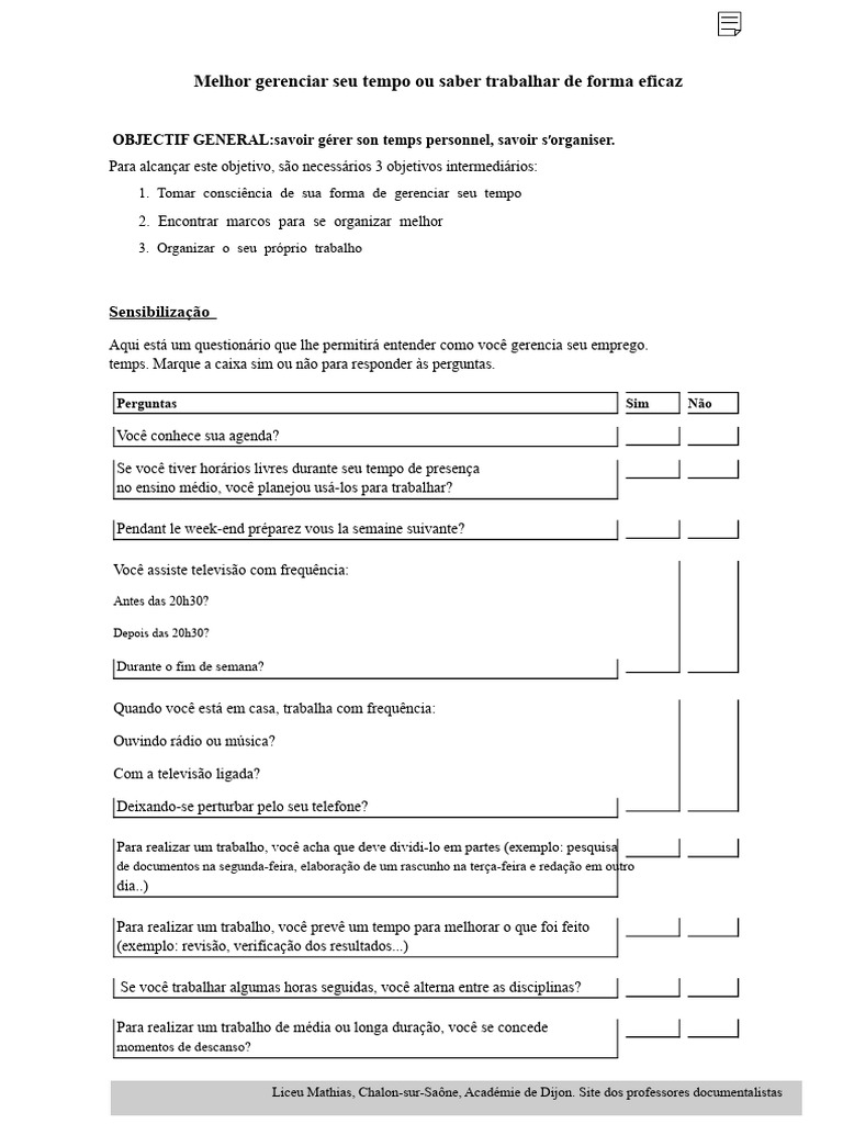 Dicas para Gerenciar Seu Tempo Eficazmente | PDF