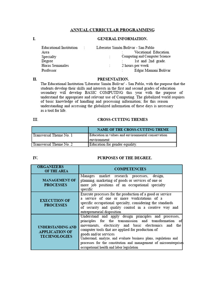 Annual Basic Computing Curriculum Guide | PDF | Personal Computers ...