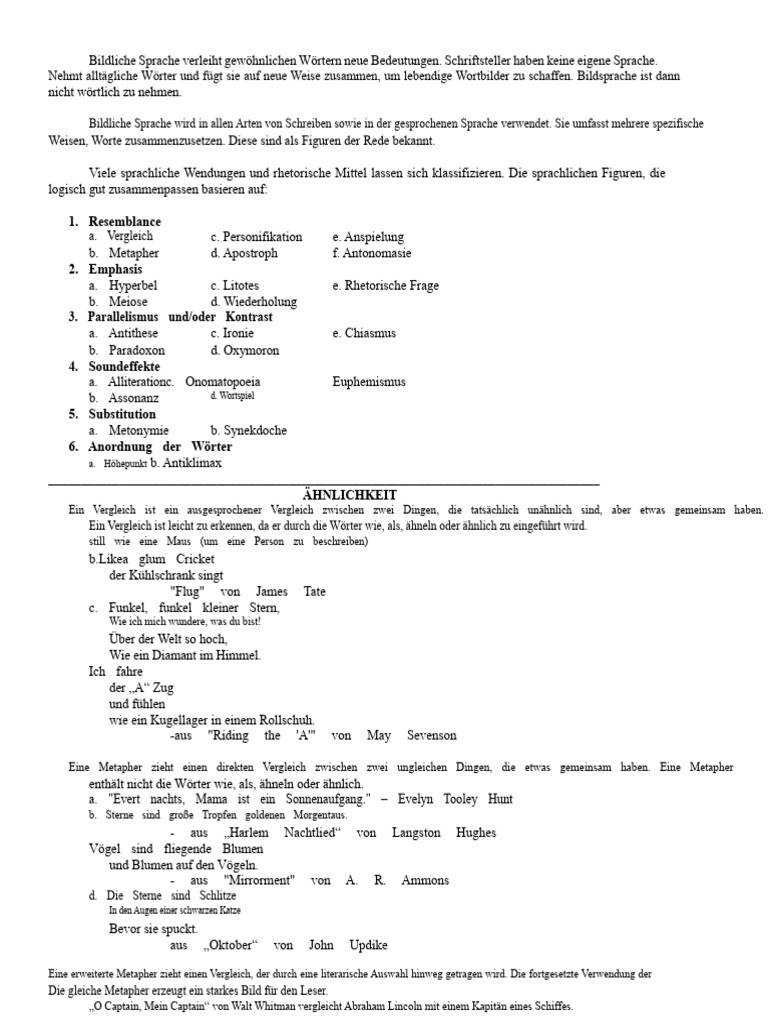 Handzettel Über Stilmittel | PDF
