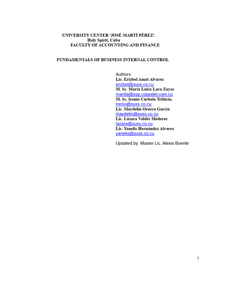 Fundamentals of Business Internal Control | PDF | Internal Control | Risk