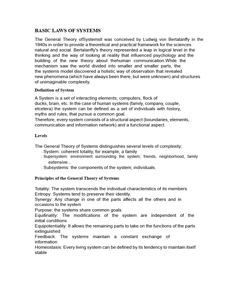 Basic Laws of Systems | PDF | System | Systems Theory