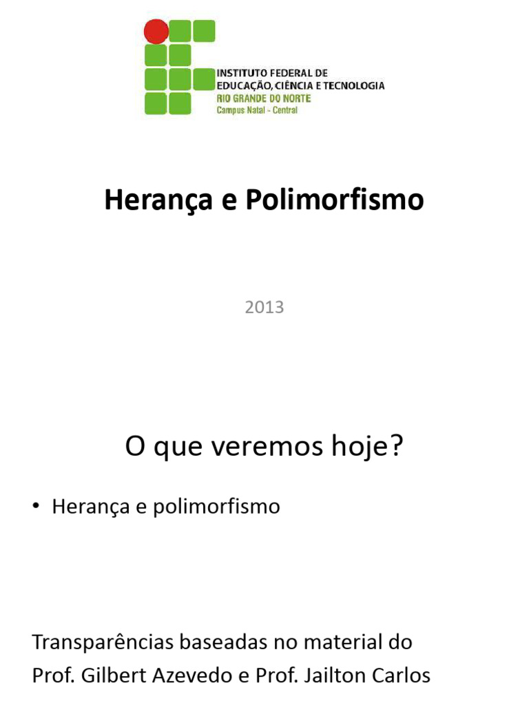 Herança e Polimorfismo em POO | PDF | Classe (programação de ...