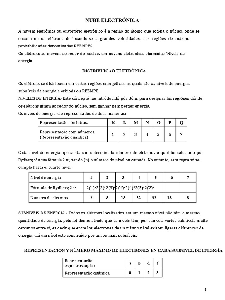 Distribuição Eletrônica e Níveis de Energia | PDF | Configuração