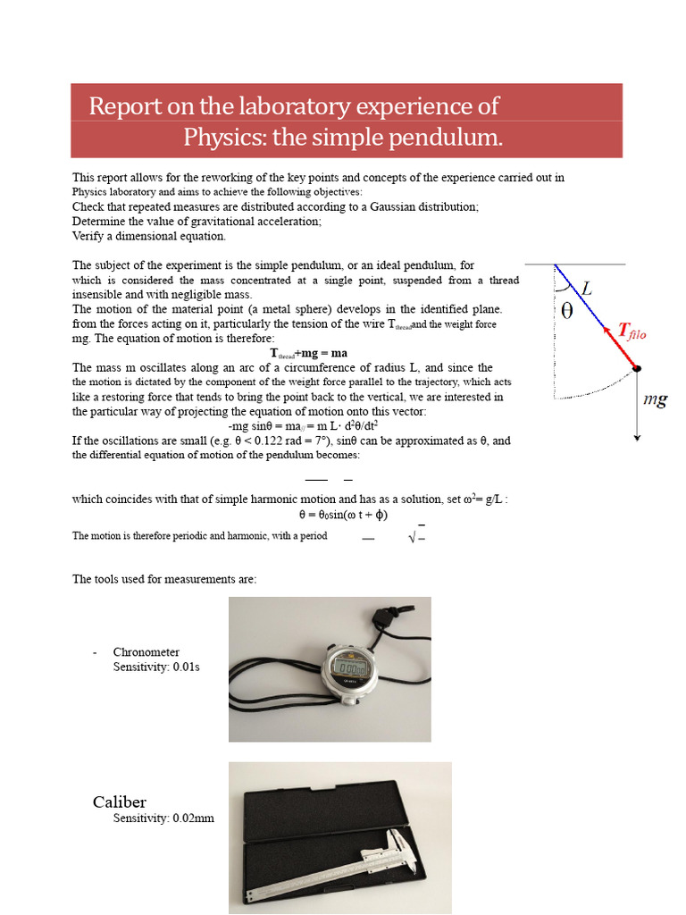 Simple Pendulum Experiment Analysis | PDF | Pendulum | Force