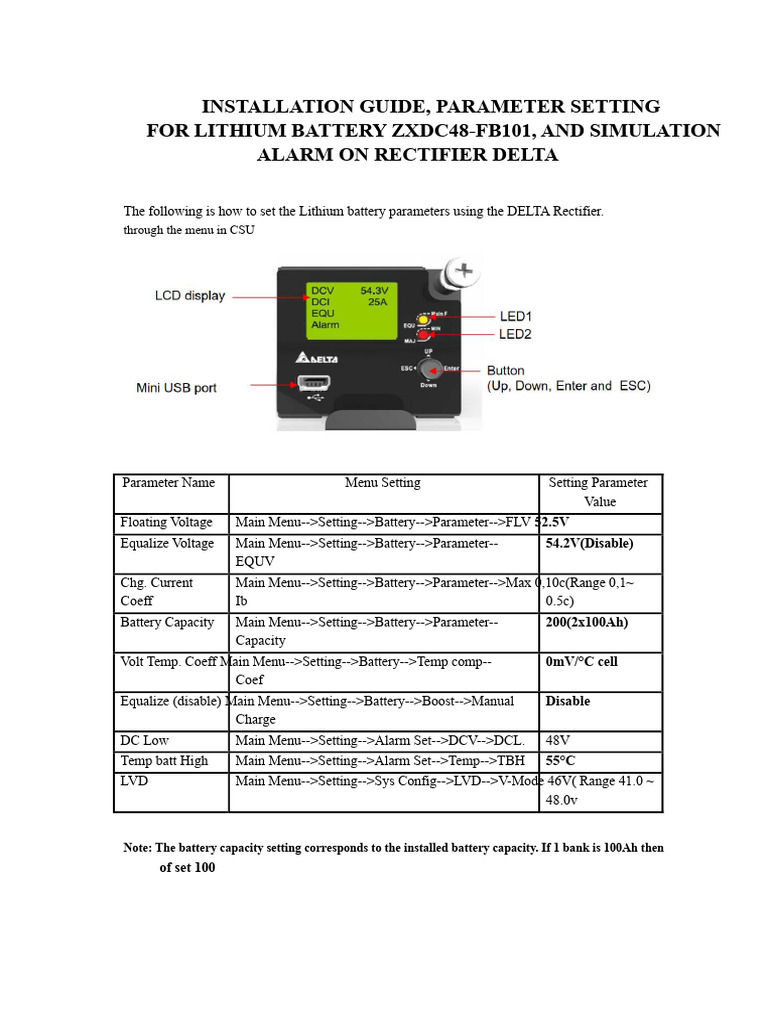 Lithium Battery ZXDC48-FB101 Setup Guide | PDF | Rectifier | Voltage