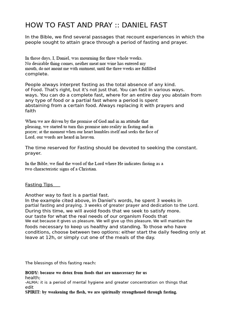 Daniel Fast: A 3-Week Prayer Guide | PDF | Prayer | Religious Belief ...