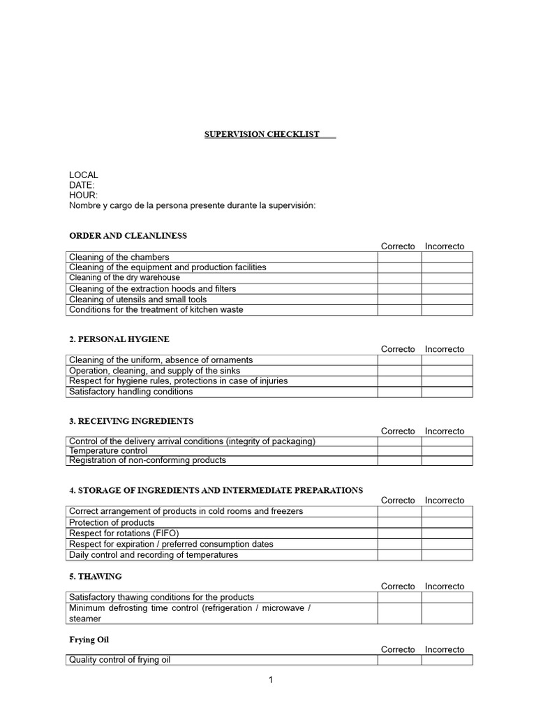 Supervision checklist | PDF | Refrigeration