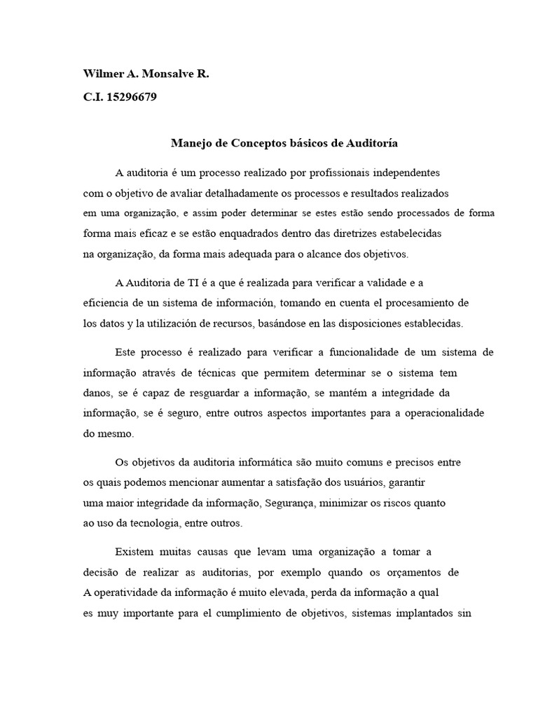 Conceitos Básicos de Auditoria de TI | PDF | Tecnologia da Informação ...
