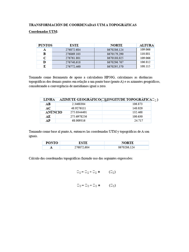 Conversão UTM para Coordenadas Topográficas | PDF