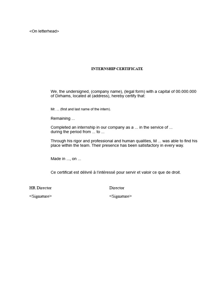 Internship Certificate Template | PDF