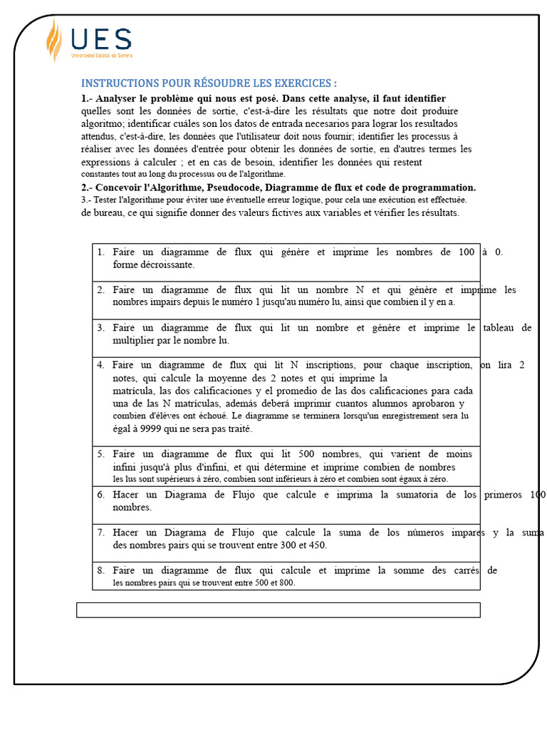 Instructions pour créer des algorithmes | PDF | Programmation ...