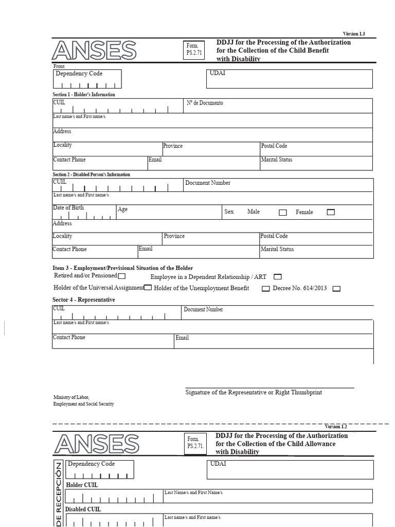 Ps 2.71 DDJJ Authorization Collection Child Disability | PDF ...