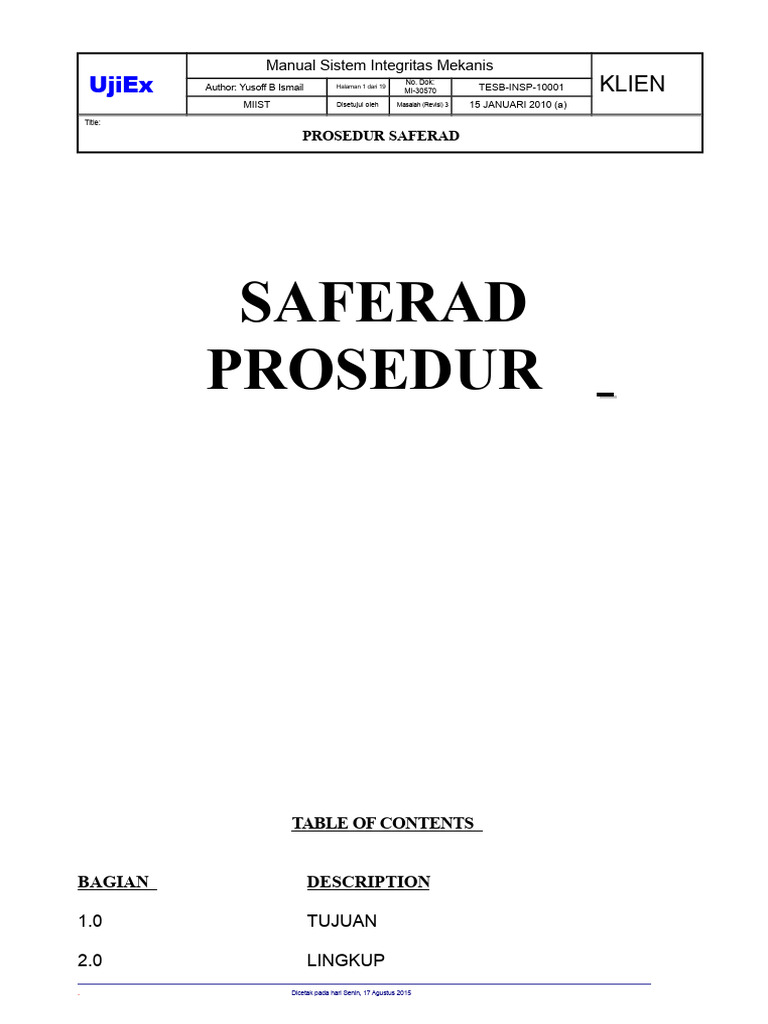 Prosedur Radiografi Saferad untuk Inspeksi | PDF