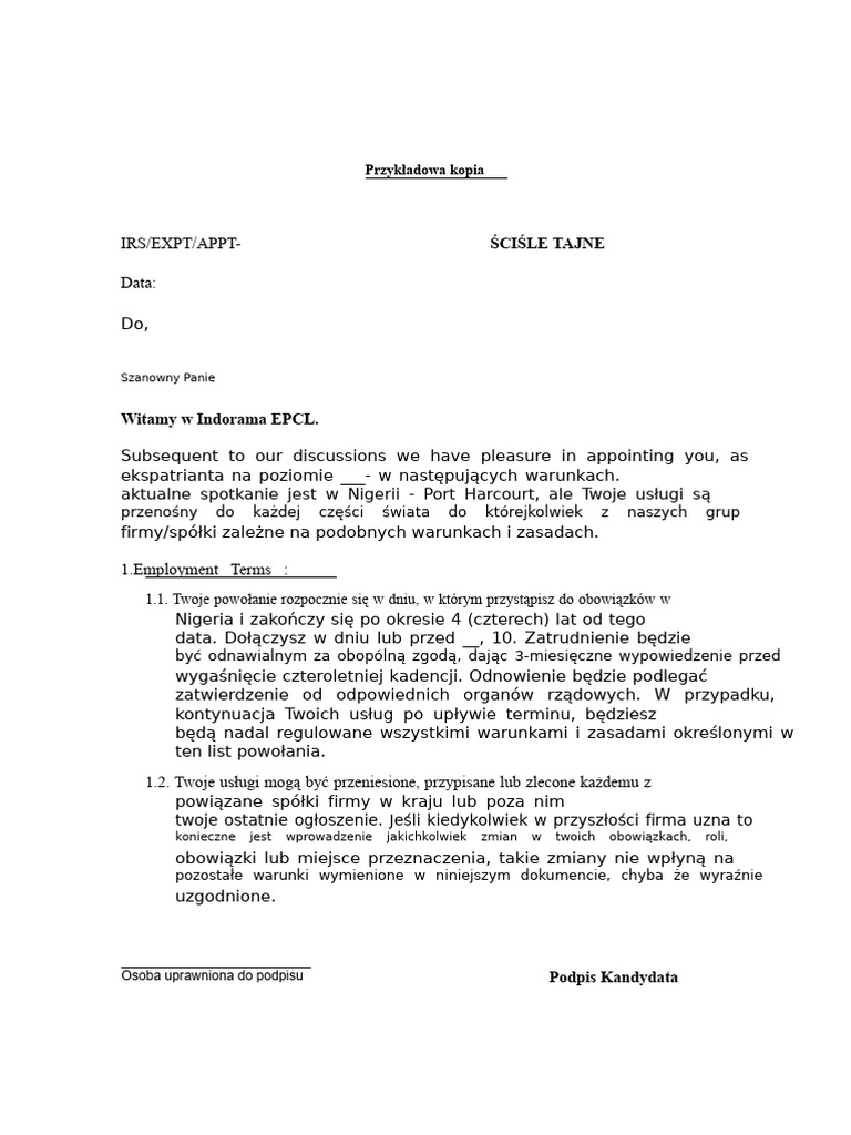Format Listu Powołania Dla PHC | PDF