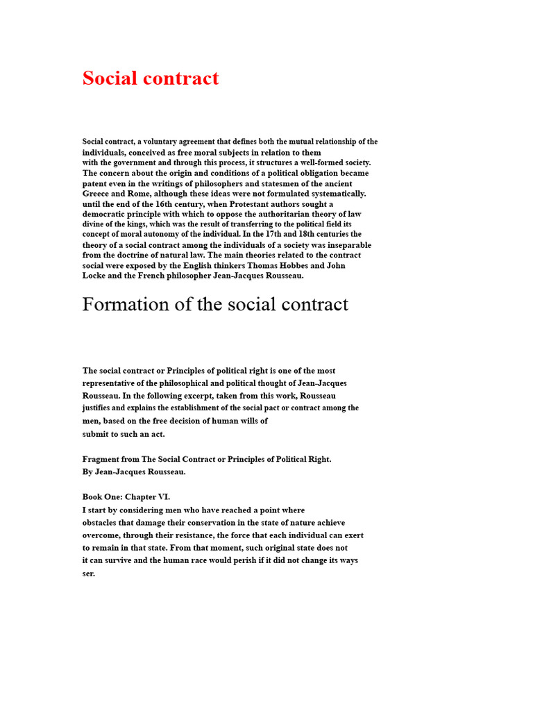 Understanding the Social Contract Theory | PDF | Social Contract ...