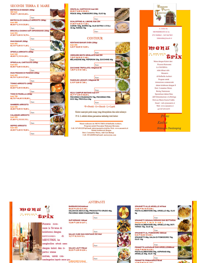 Menu Sehat dengan Kalori Ristorante | PDF