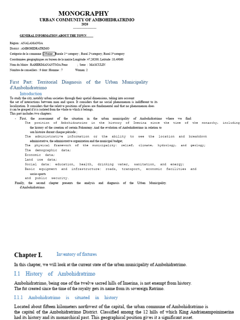 Ambohidratrimo - Test - Monograph | PDF