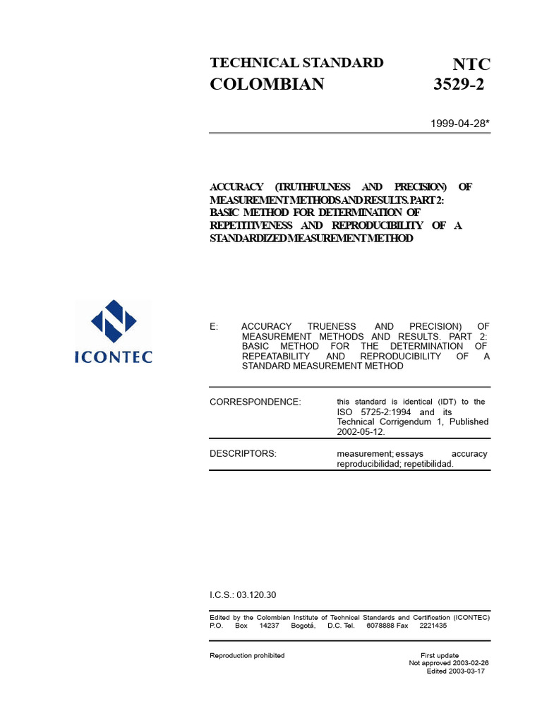 NTC 3529-2 Veracity and Precision - Part 2. Reproducibility and ...