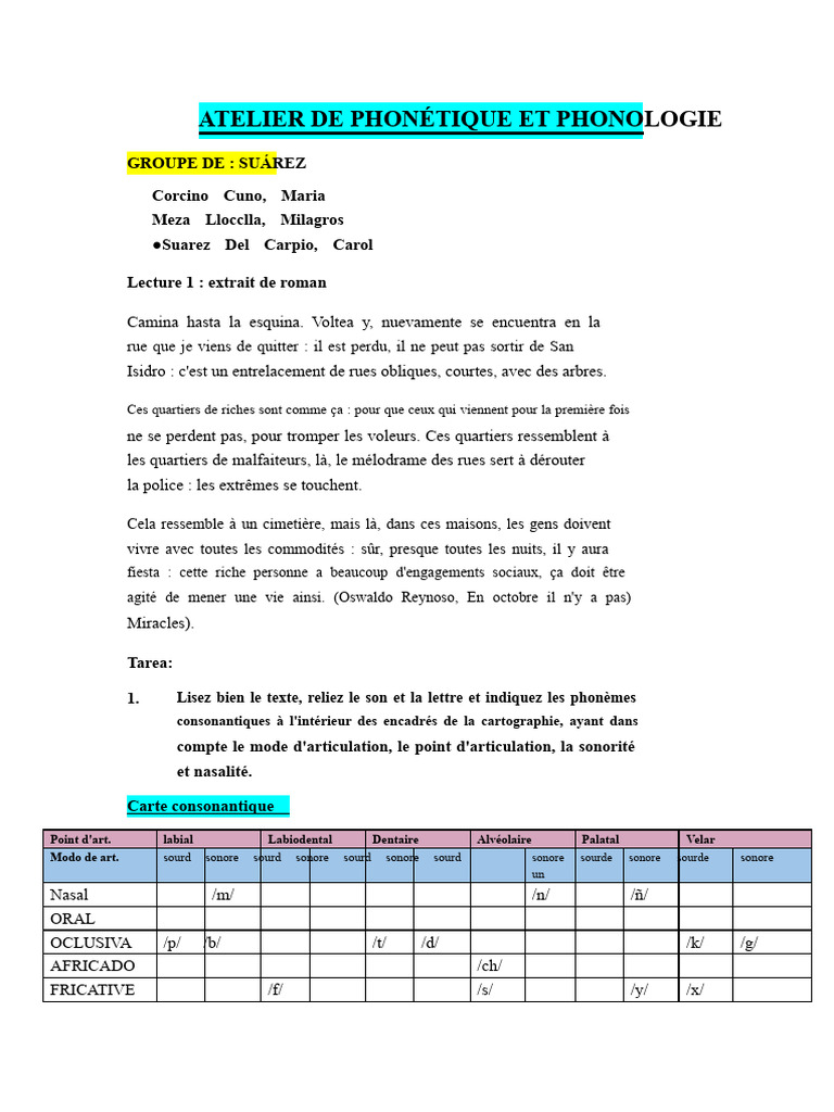 Atelier de phonétique et phonologie | PDF | Accent tonique | Syllabe