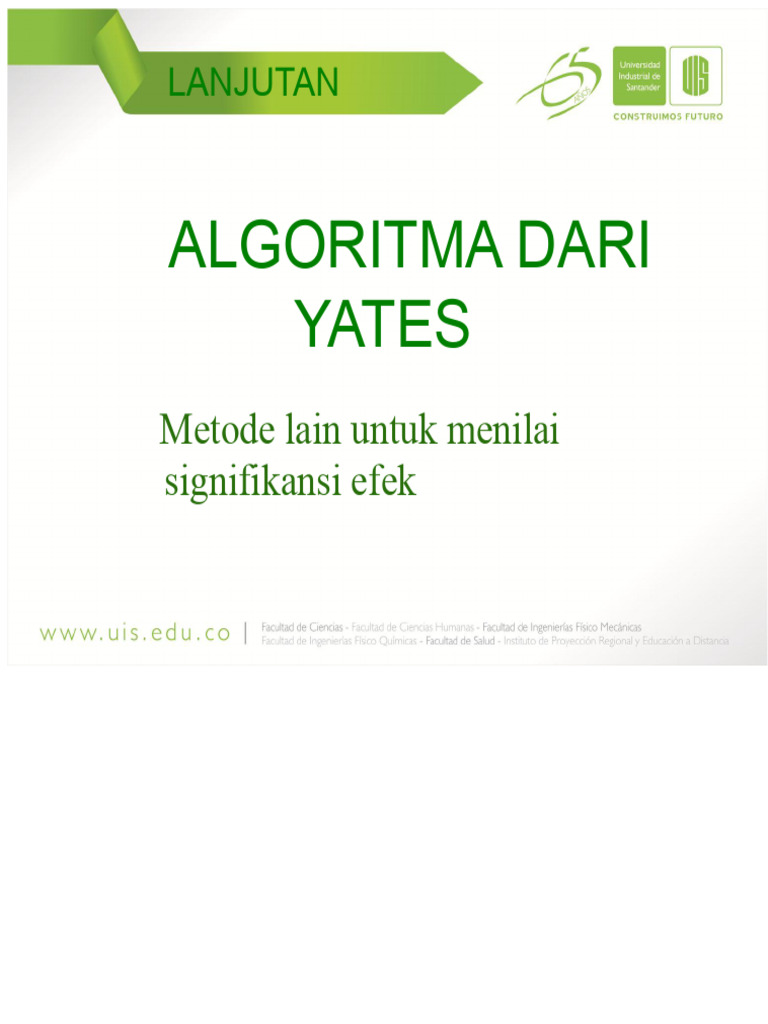 Algoritma Yates untuk ANOVA Efek | PDF