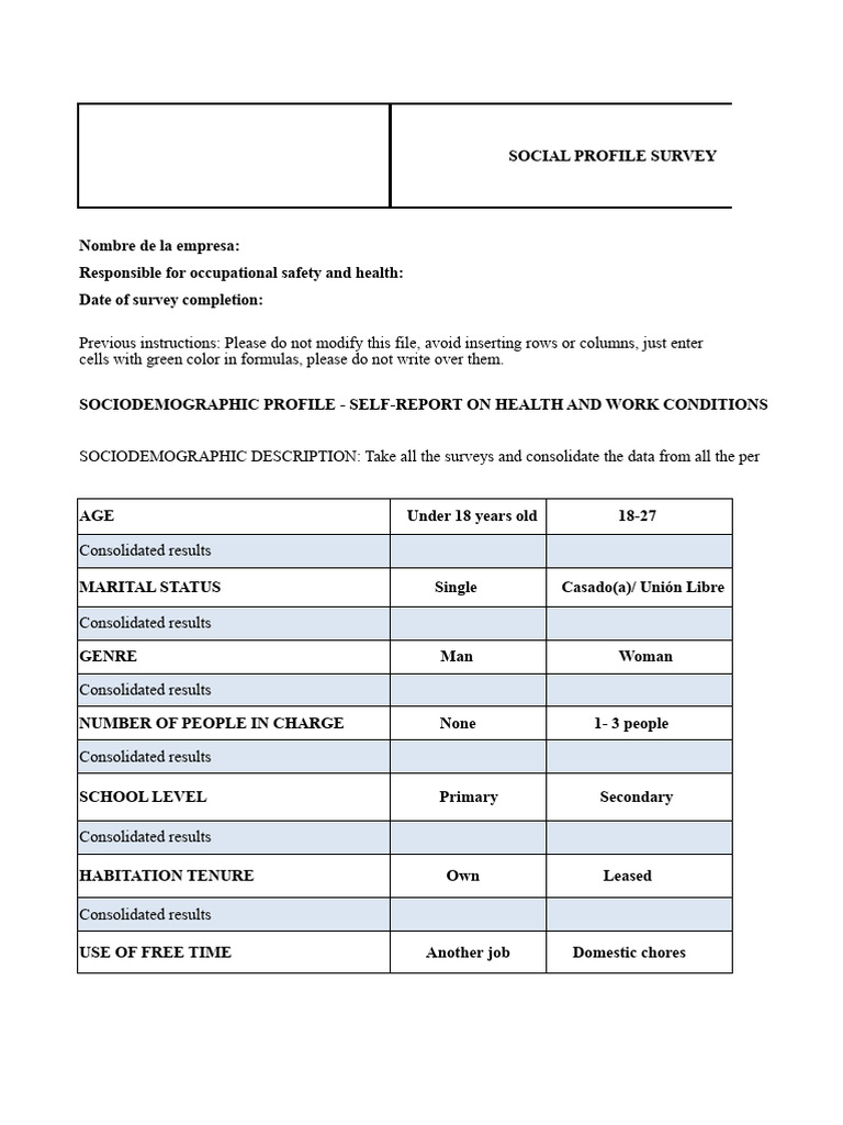 Sociodemographic Profile and Health Conditions Survey | PDF ...