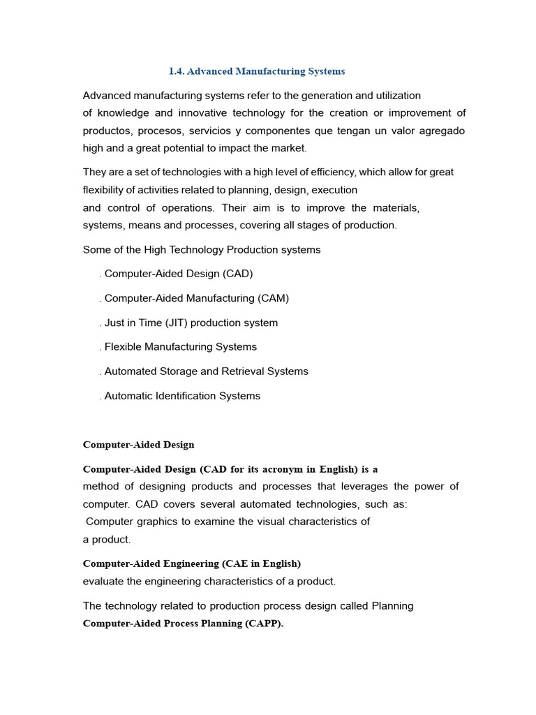 Advanced Manufacturing Systems Overview | PDF | Lean Manufacturing ...