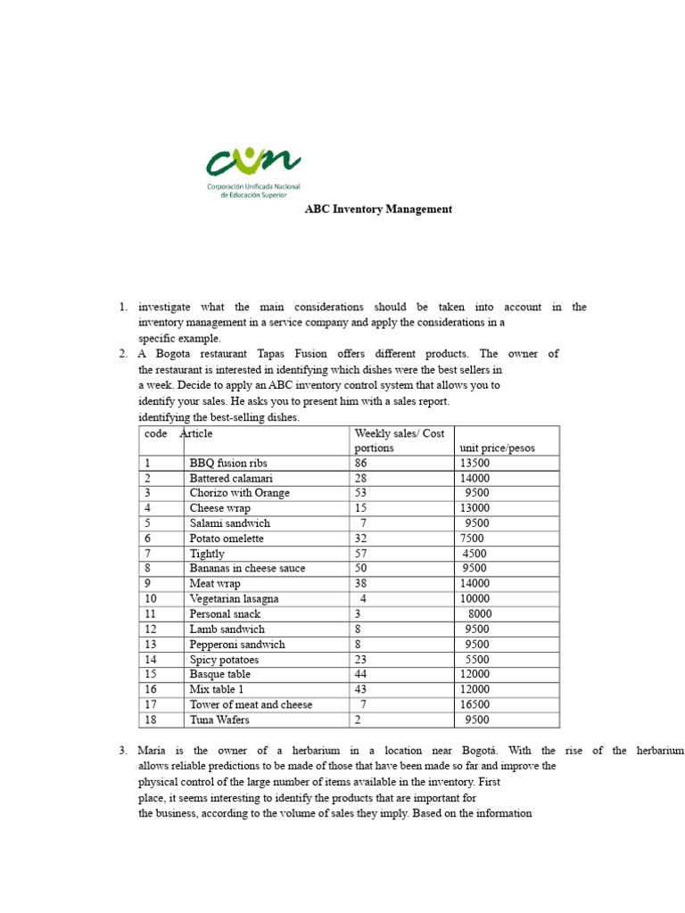ABC Inventory Management Strategies | PDF | Cuisine | Foods